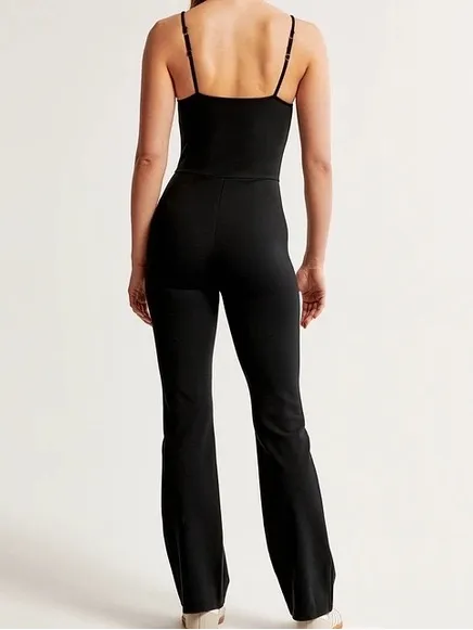 A&F Women's Ponte Unitard Flare Jumpsuit in Black - Image 2