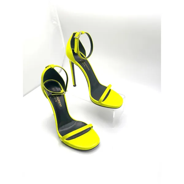 Saint Laurent Amber Fluo Yellow Ankle Strap Sandals YSL Heels size EU 36 - Image 4