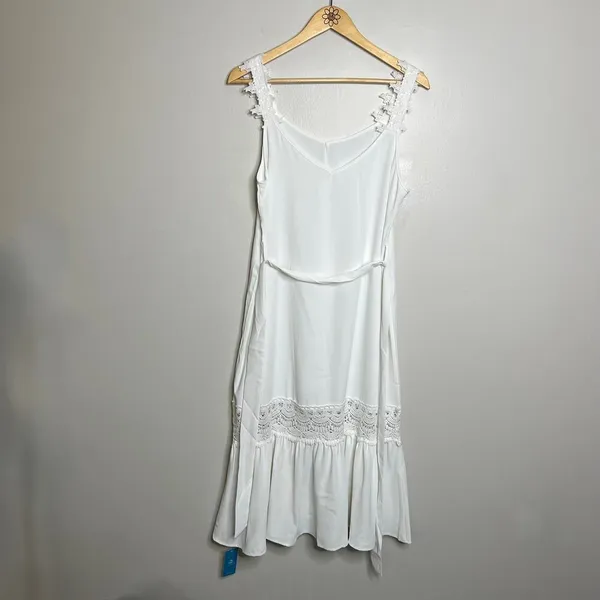 Cupshe White Lace Ruffle Peasant Maxi Dress - Image 5