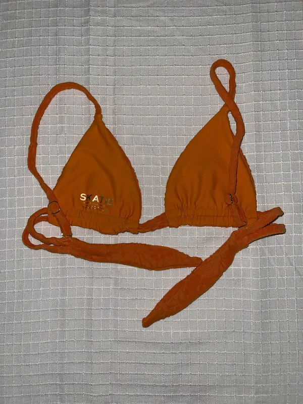 Skatie Orange Terry Cloth Bikini Top - Image 2