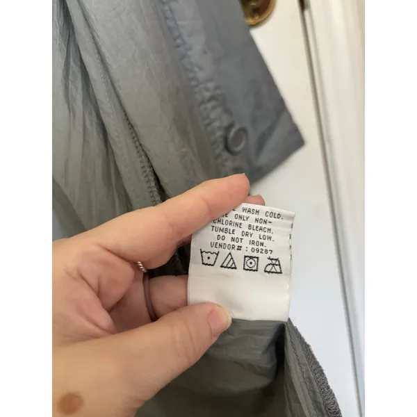 Vtg 90s Grey Nylon Duster Coat Women’s Oversized M Dolman Sleeve Pockets - Image 9