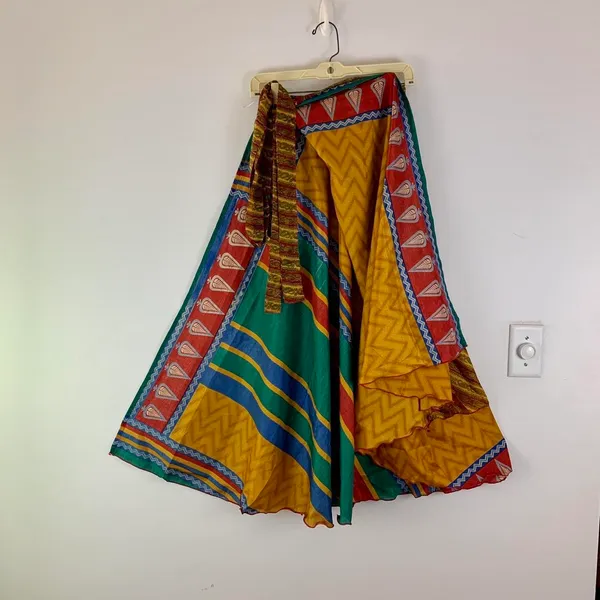 Reversible Maxi Wrap Skirt BINW308 Yellow - Image 2