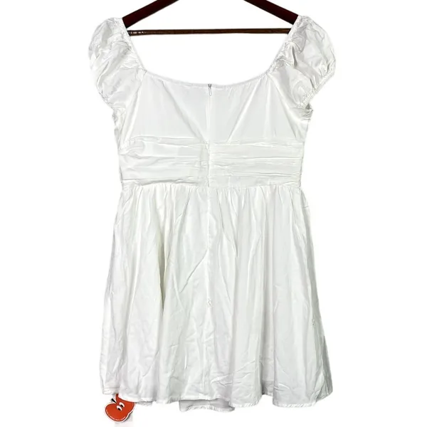 NWT Cider Linen Blend Ruched Ruffle Square Neck Mini Dress Zip Back Large White - Image 11