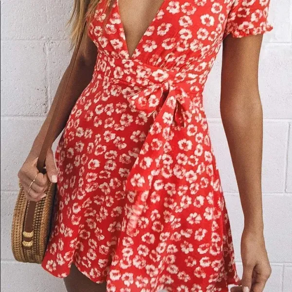 ✨ Garden Explorer Red Floral Print Mini Dress✨ - Image 3