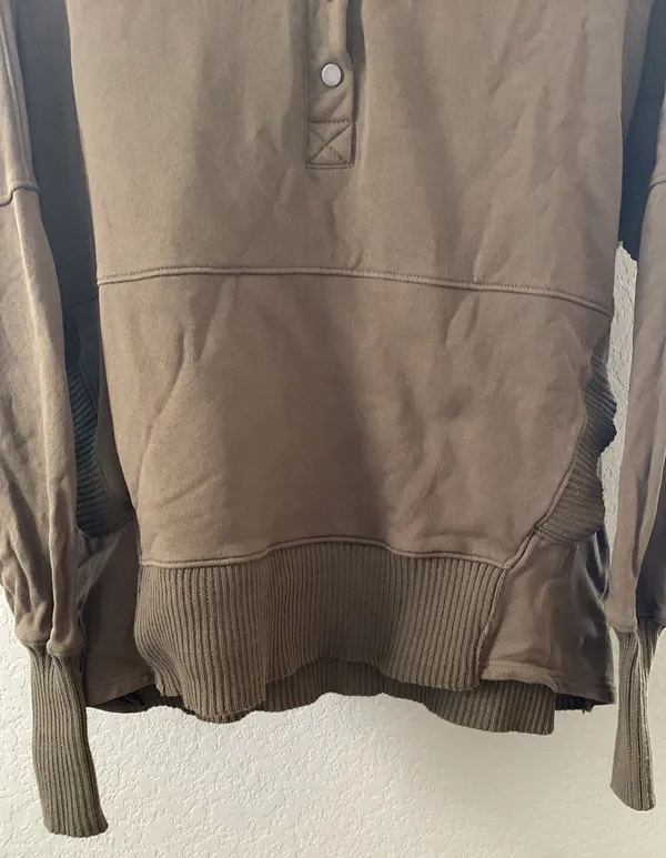 BUCKET LIST Boutique Olive Henley snap hoodie - Image 5