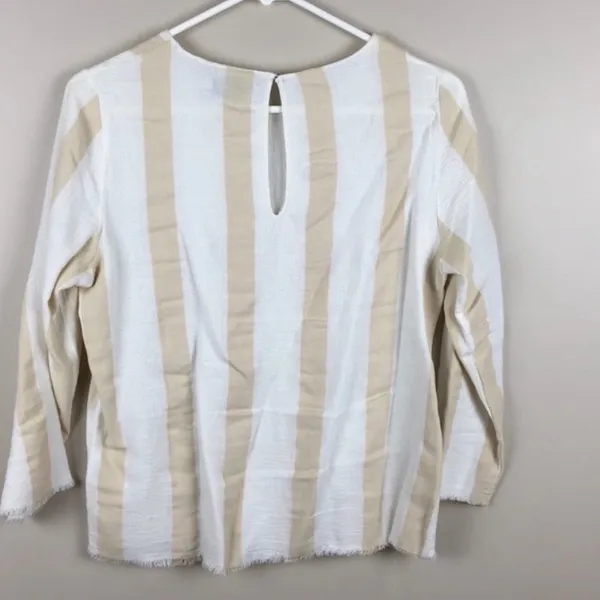Sincerely Jules Striped Cream Ivory Tan and White Boho Blouse Size Small S - Image 6