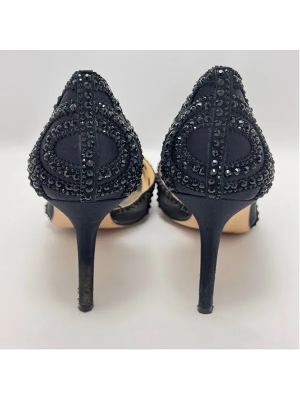 Badgley Mischka Ginny D’Orsay Black Embellished Mesh Pointed Toe Heels Size 9 - Image 4