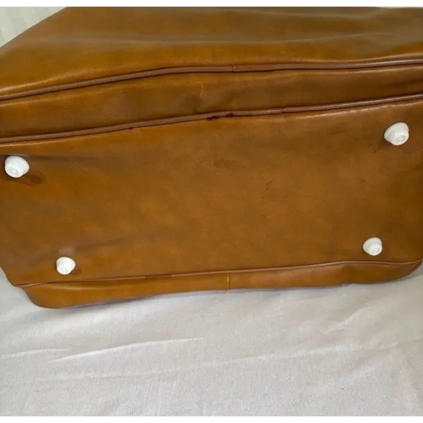 Vintage Peter Hantz Caramel Brown Faux Leather Travel Bag Shoulder Duffle - Image 9