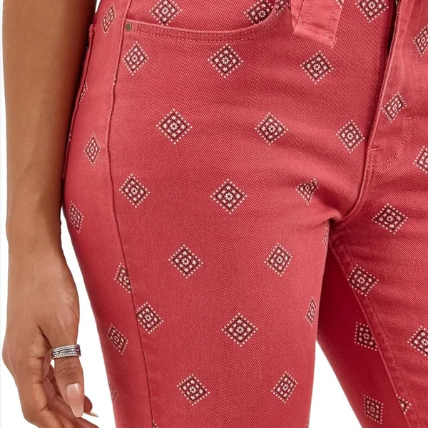 Wrangler High-Rise Bootcut Jeans, available in a red paisley‎ pattern. 2/26x30 - Image 2