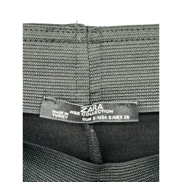 ZARA W&B Collection Black Pull On Ponte Pants Leggings Faux‎ Leather Suede Small - Image 5