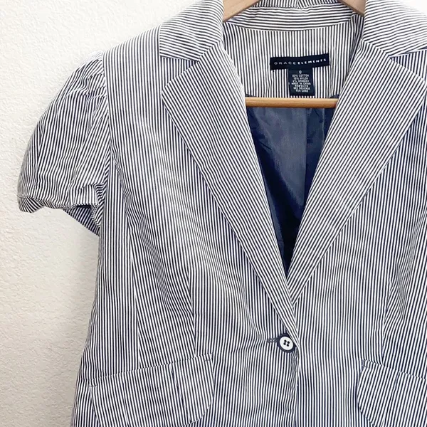 Grace Elements Shirt Sleeve Pin Striped Blazer - Image 2