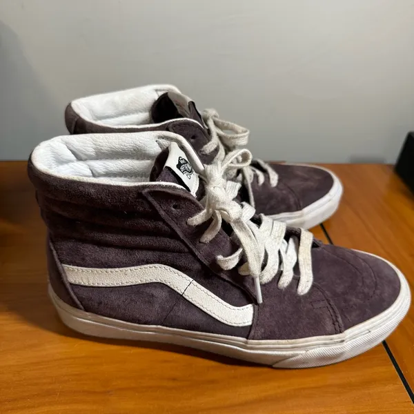 Vans‎ SK8 High Top Suede Leather Sneaker Shoe Lace Up Dark Maroon Streetwear W9 - Image 3