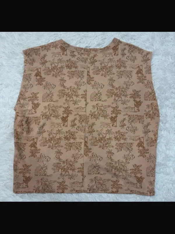Aerie Women's Beige Floral leopard jungle Print Sleeveless Top - Image 2