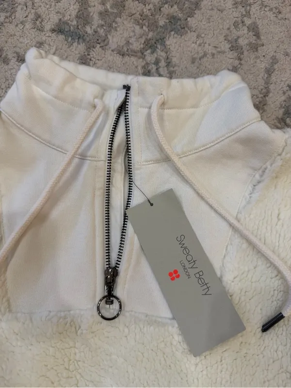 Sweaty Betty Sherpa Half Zip Sweatshirt Lily White NWT Size Large - Image 3