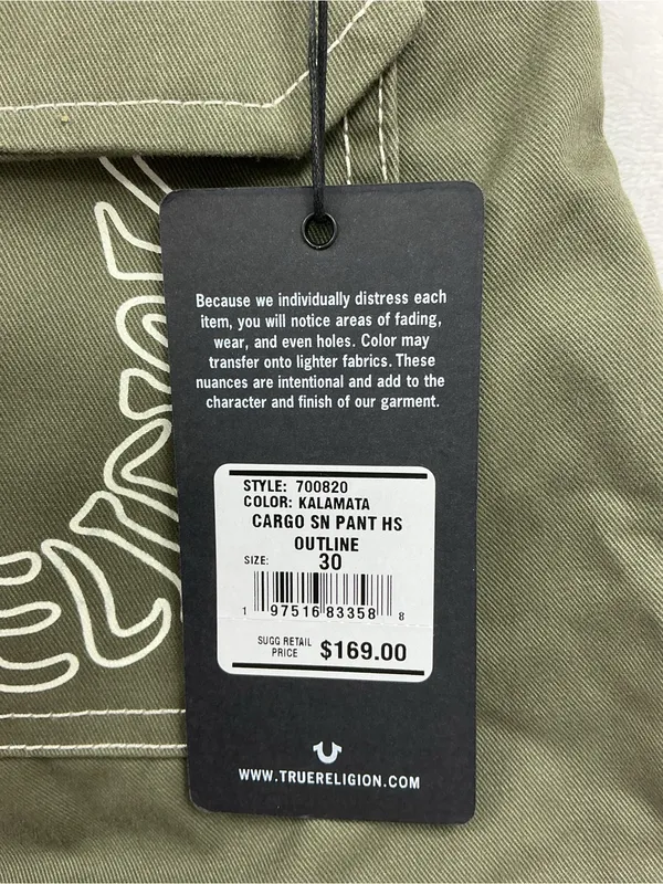 NWT True Religion Olive Wide-Leg Cargo Pants 1199 - Image 7