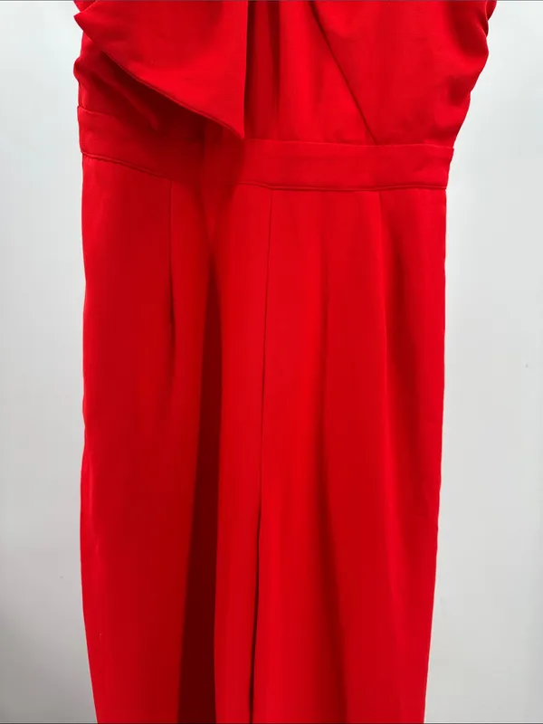 entro Vibrant Red Jumpsuit wide leg new bow cut out holiday M event party HOCO - Image 9