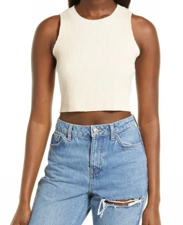 NWT Wide Rib Cotton Blend Crop Tank Top - Image 2