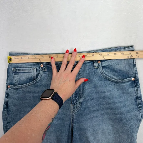 Gap 16 33 Wide Leg Jeans Light Wash High Rise Cropped Denim Casual 5-Pocket - Image 11