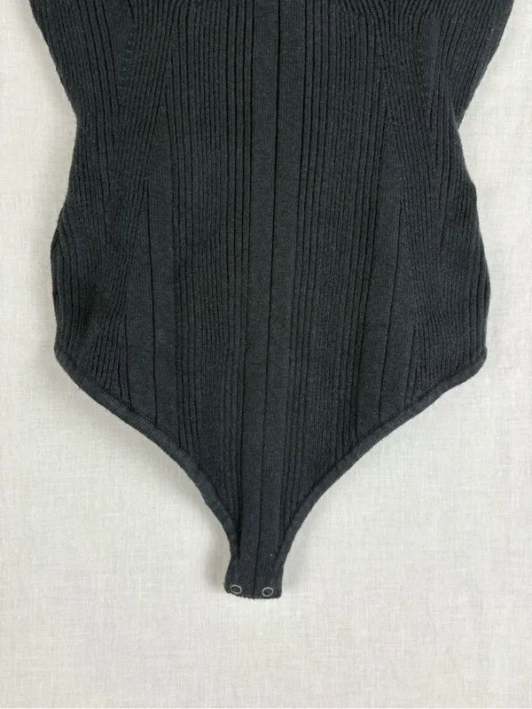 Abercrombie & Fitch Short-Sleeve Sweetheart Sweater Bodysuit Black Size S - Image 2