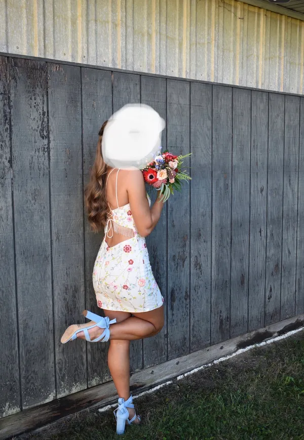 Amarra white floral homecoming dress - Image 3