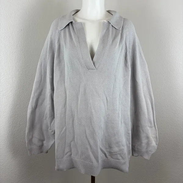 Free People Free-est Drea oversized gray polo collar sweater - Image 3