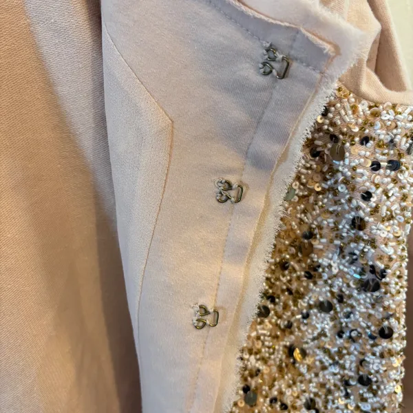 Anthropologie Postmark Paillette Sequin Cardigan Size‎ Large Tan - Image 7
