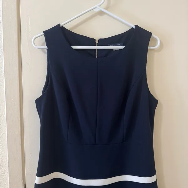 Tommy Hilfiger Navy White Fit & Flared Scuba Dress Size 10 - Image 3