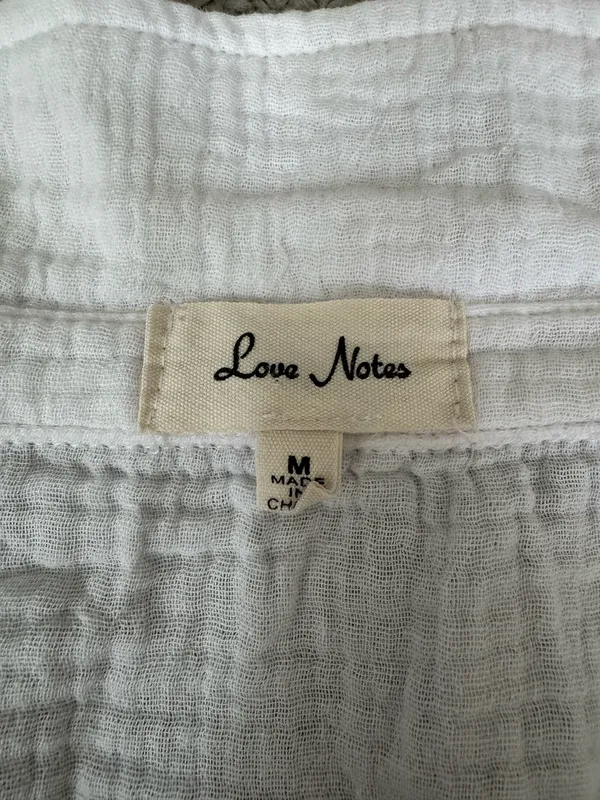 Short Sleeve Linen Button Up White Size M - Image 2