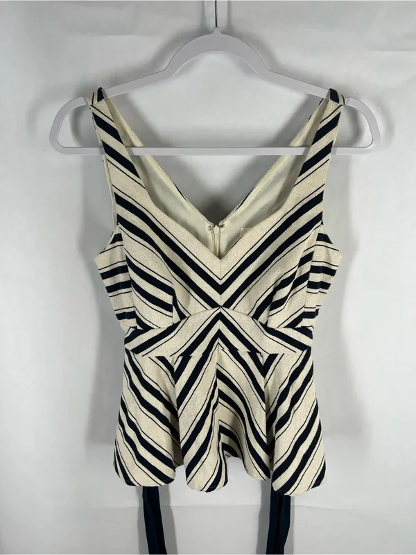 Maeve Anthropologie Mitered Stripe Peplum Top Size 6 - Image 8