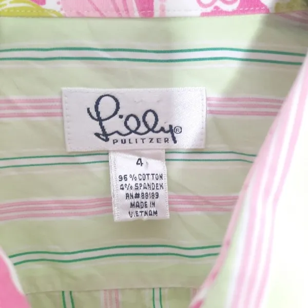 Lilly Pulitzer Vintage White Label Button Down Top Preppy Resortwear Size 4 - Image 4