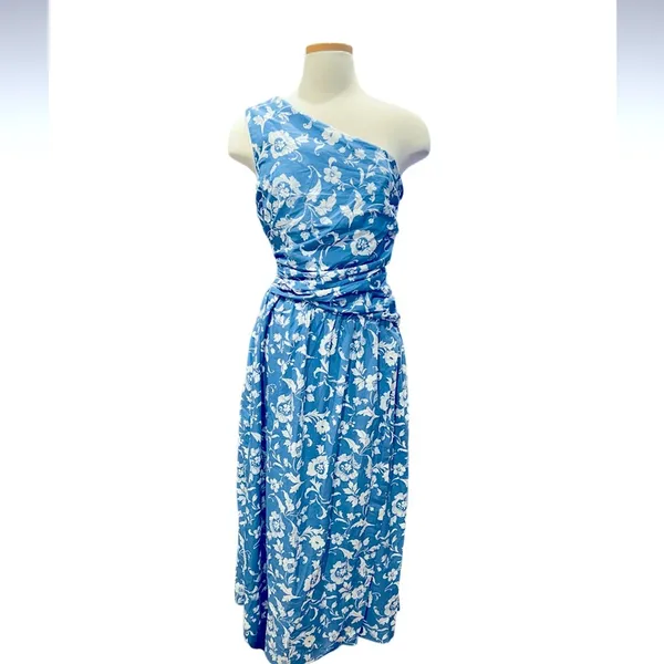 Abercrombie And Fitch One-Shoulder Cutout Maxi Dress Floral Midi Size L NWOT - Image 3