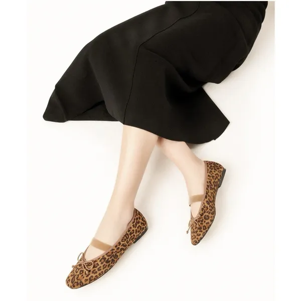 C.Paravano Almond-Toe‎ Ballet Microsuede Flats (Liora) Leopard Size 40 US 9.5 - Image 2