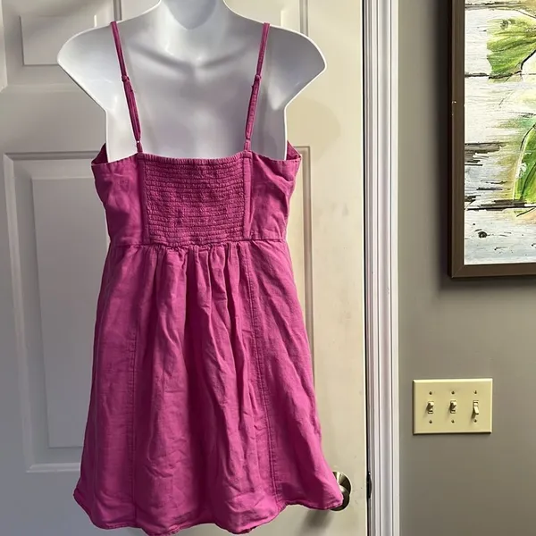 American Eagle Pink Lined Sundress with Adjustable Straps & Front Buttons-Medium - Image 5