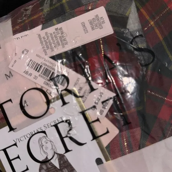 VICTORIA'S SECRET‎ Red Plaid xmas Flannel Long Pajama Set inseam short - Image 5