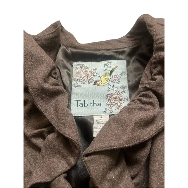 Anthropologie jacket by Tabitha ruffle accent wool blend 3:4 sleeve sz 4 - Image 4