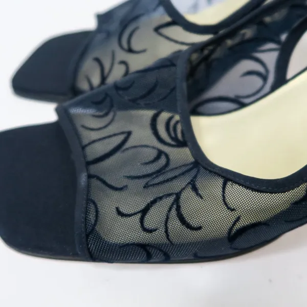 Vintage 90s Ann Marino Navy Floral Mesh Heels - Image 6