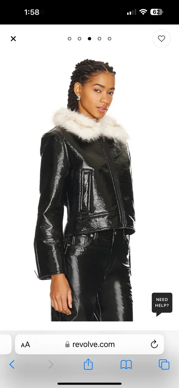 Revolve NWOT Unreal Fur Wet Look Aviator Jacket - Image 3