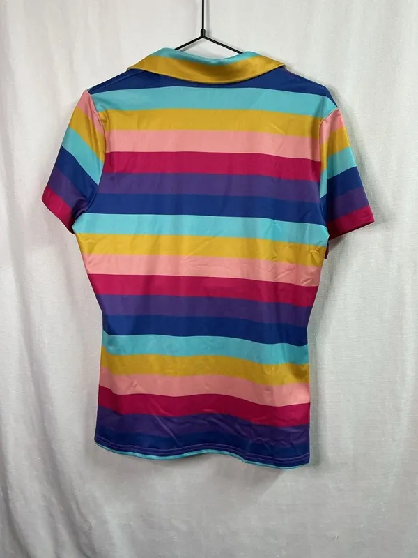 Jack Smith Women's Rainbow Striped pride positive 1/4 Zip Golf Polo Shirt - Image 5