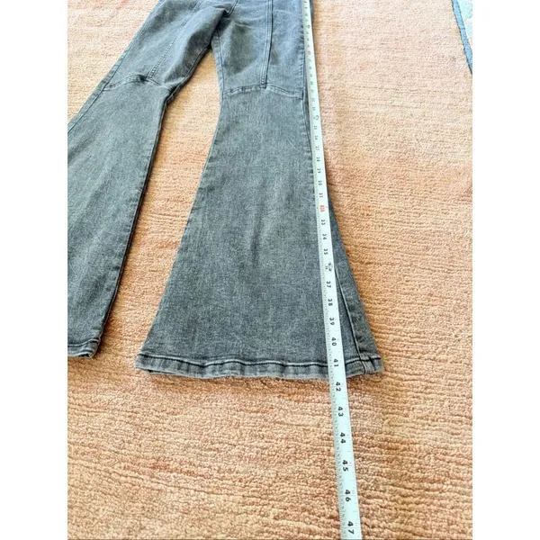 Forever 21 Premium High Rise Flare Jeans Gray Acid Wash Stretch Pull On Pants S - Image 5