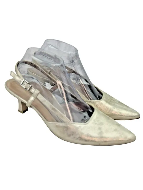*Paul Green Tabitha Kitten Heels Womens Size 7 Metallic Gold Ivory Quiet Luxury - Image 3