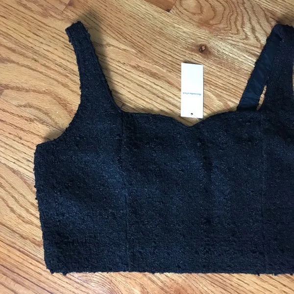 Abercrombie Tweed Black Textured Crop Top NWT - Image 2
