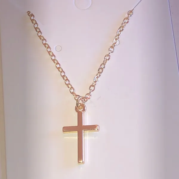 Elegant Gold Tone Cross Pendant Necklace - Image 2