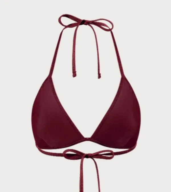 BERLOOK Burgundy Crochet Halter Triangle TOP AND Burgundy Crochet Tie Bottom 52 - Image 8