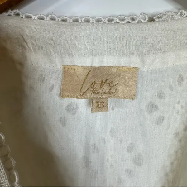 Anthropologie Love The Label Cream‎ Eyelet Button Down Dress Size Xsmall - Image 7