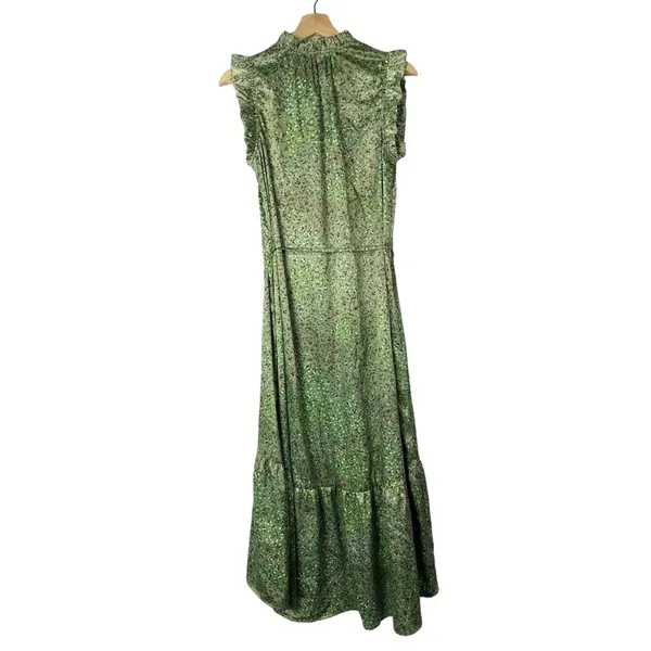 Nordstrom Fourteenth Place Alicia Sage Meadow Green Floral Satin‎ Midi Dress S - Image 4