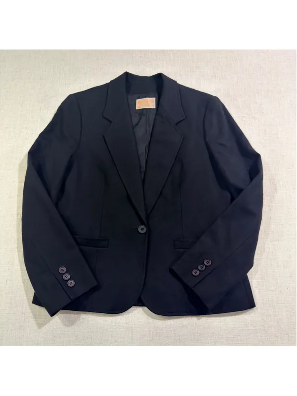 Vintage Pendleton Woolen Mills Black 100% Virgin Wool Single Button Blazer 10 - Image 2