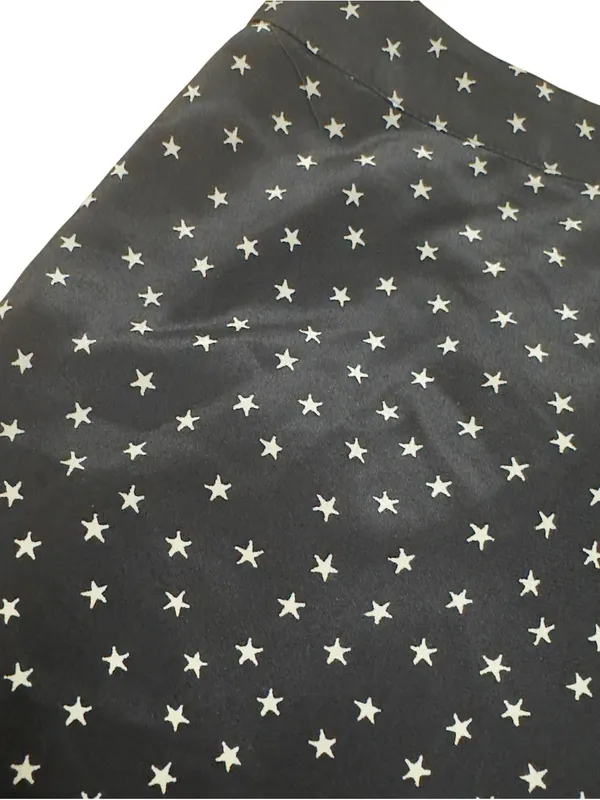 Madewell Women’s 2 Black White Star Print 100% Silk Ruffle Hem Mini Skirt G9969 - Image 8