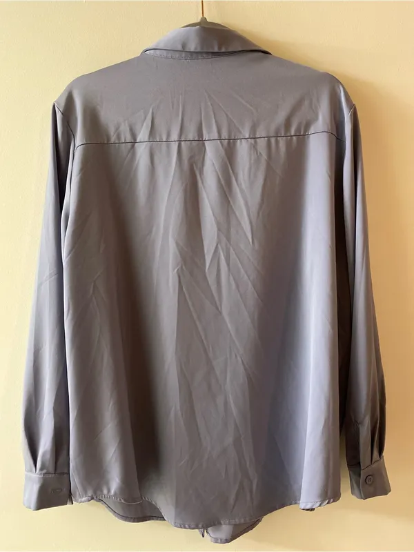 HALARA Women's Satin Button-Front Blouse — Light Blue - Image 2