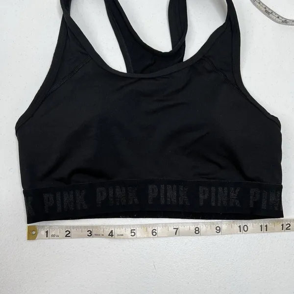 Victoria's Secret VS Pink Size S Sports Bra Ultimate Lightly Lined Black Padded‎ Band Logo Women’s - Image 9