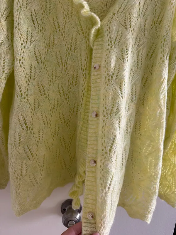 Rumored Bright Yellow Ruffle Trim Cardigan - Image 6